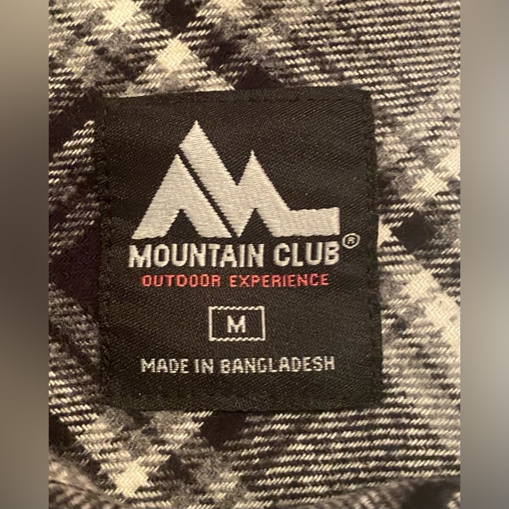 Men’s Mountain Club Flannel Shirt‎ Black White Size Medium - Picture 4 of 7